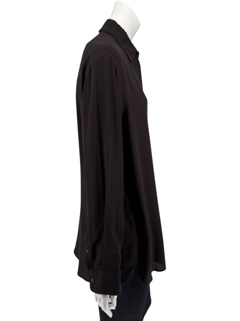 The Row Black Silk Button-Front Shirt – Size XS