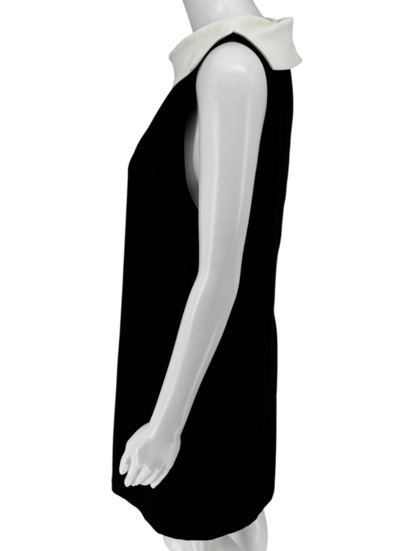 Alice + Olivia Black Shift Dress with Contrast Collar - Size 10