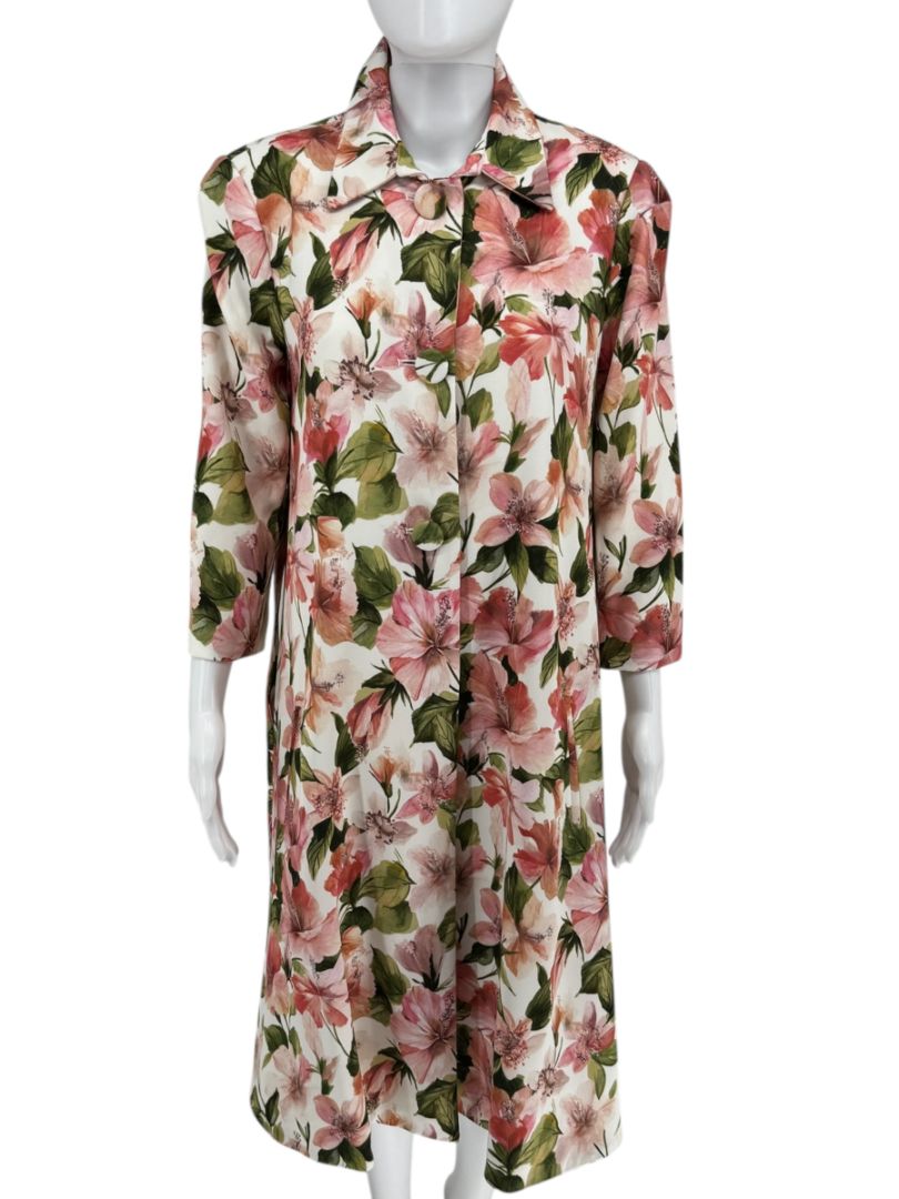 Pamella Roland Pink & Green Floral Belted Jacket – Large