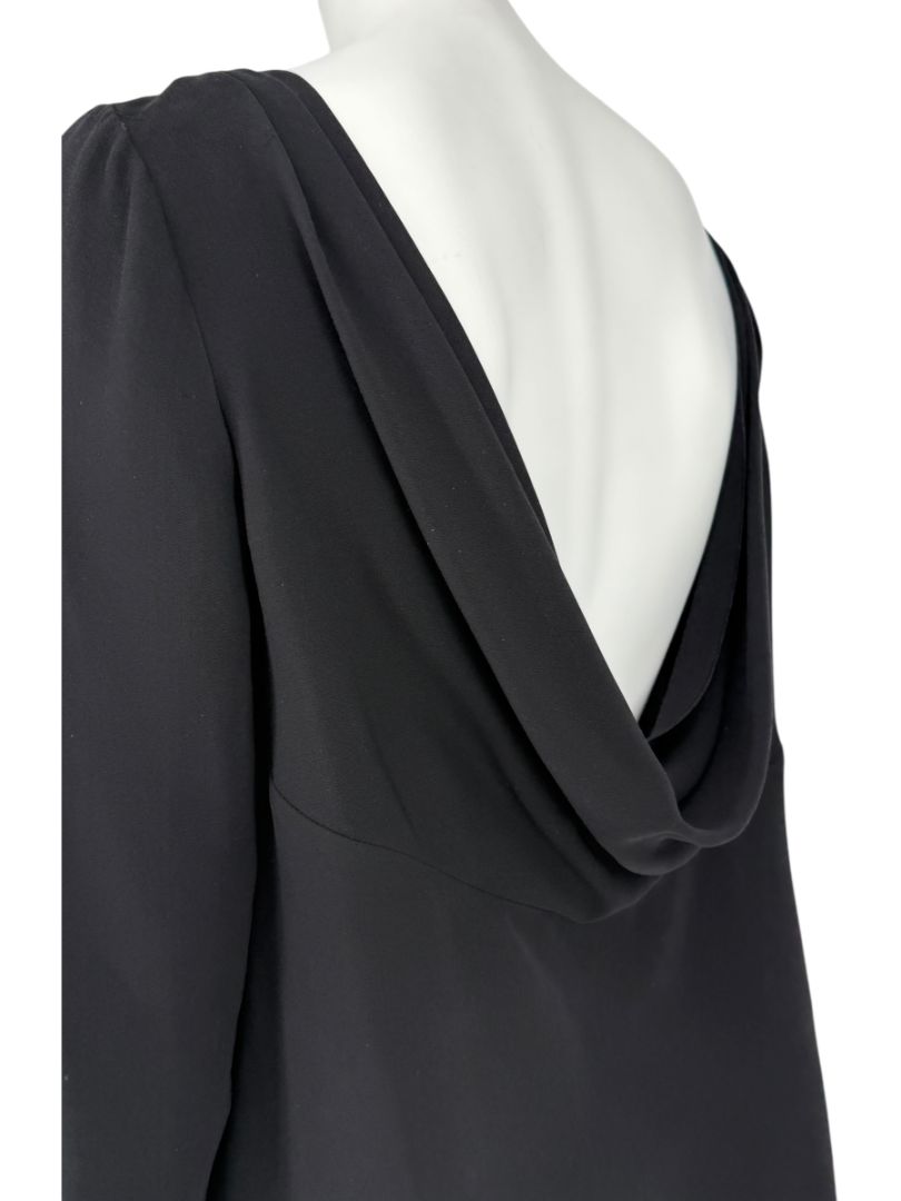 Valentino Black Draped Back Long Sleeve Blouse – Size 10 (IT 46)