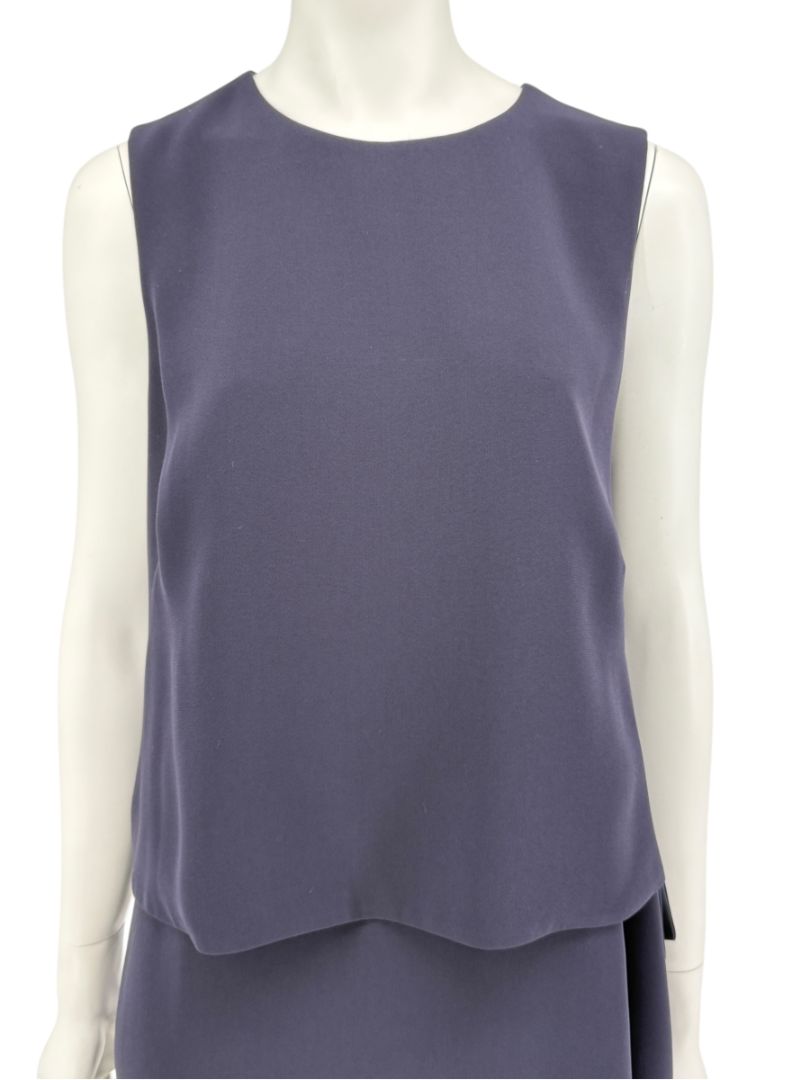 Max Mara Navy Draped Overlay Shift Dress – Size IT 46 (US 12)