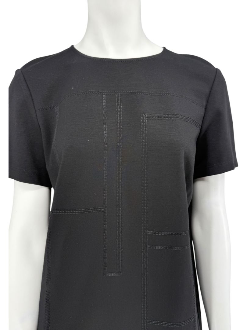 Lafayette 148 Black Textured Knit Shift Dress - Size M