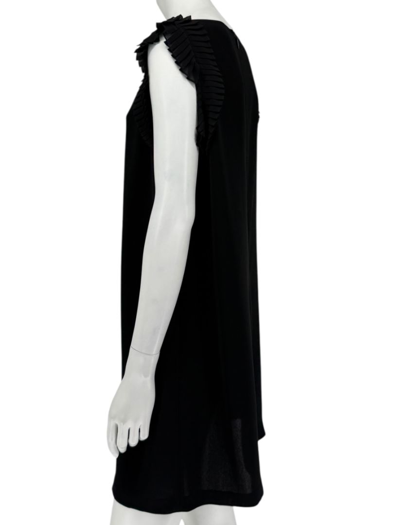 Lafayette 148 Black Shift Dress with Pleated Ruffle Sleeves – Size M
