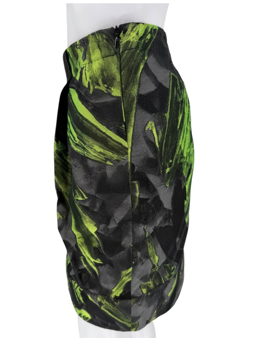 Lafayette 148 New York Green & Black Abstract Bubble Skirt – Size 8