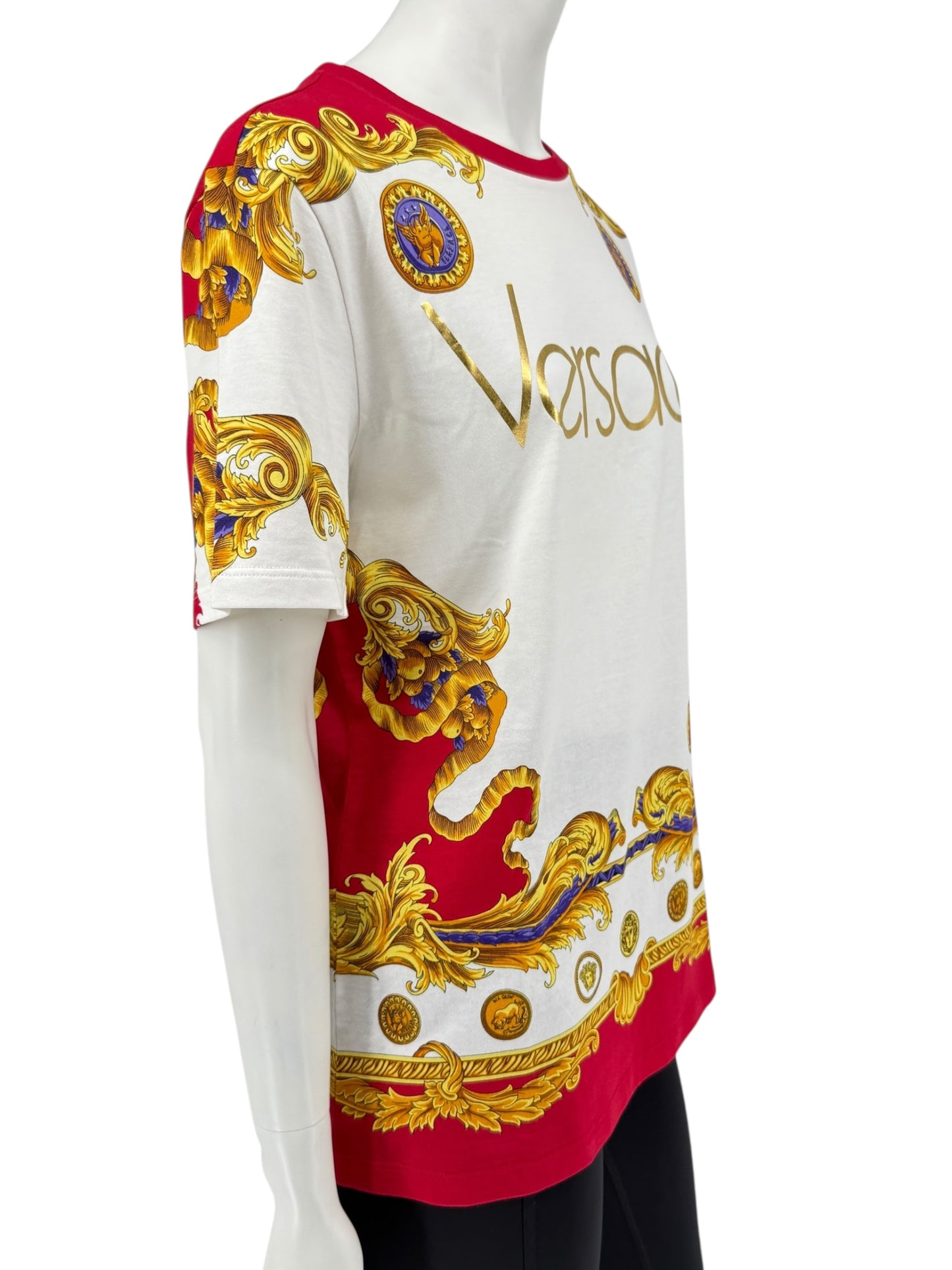 Versace Red & White Medusa Baroque Graphic T-Shirt – Size IT 42