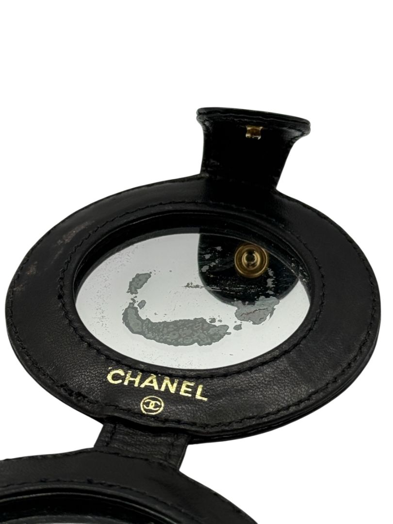 Chanel Black Patent Leather "CC" Folding Mirror – Vintage 