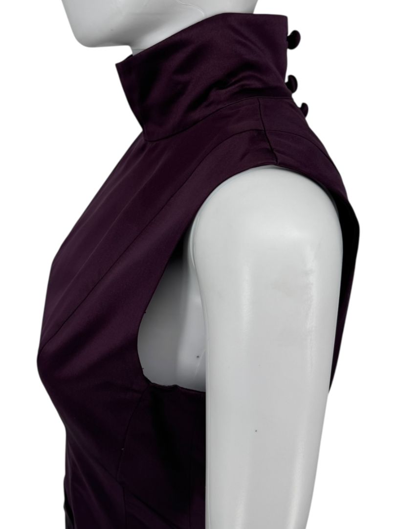 Plum High Neck Sleeveless Gown with Back Bow Detail – Large