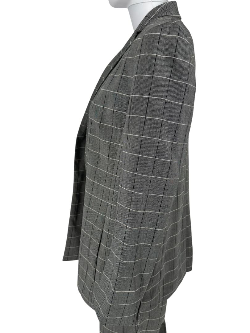 A-K-R-I-S Punto Grey Windowpane Wool Pantsuit – Jacket Size 8, Pants Size 10