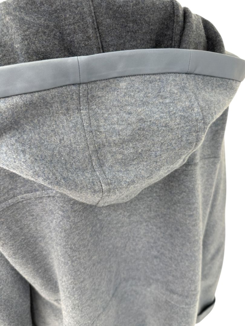 Loro Piana Blue Cashmere Blend Hooded Jacket with Leather Trim – Size M