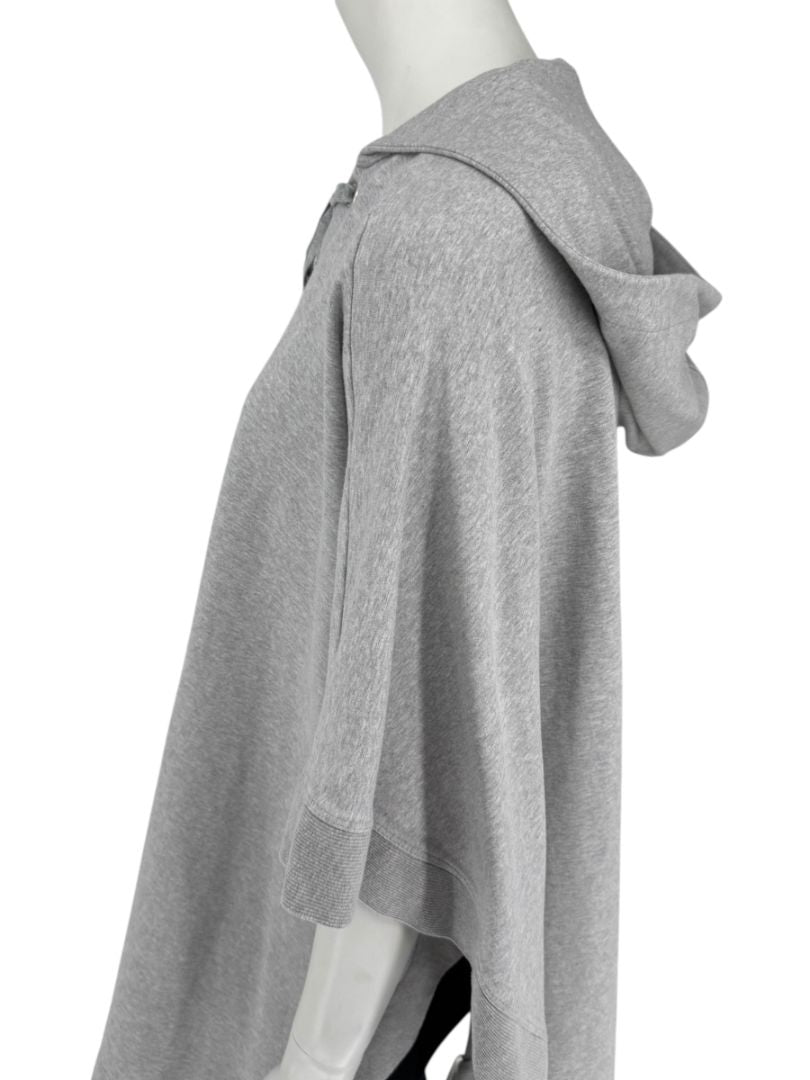 L’Agence Gray Viscose-Silk Hoodie Poncho – One Size
