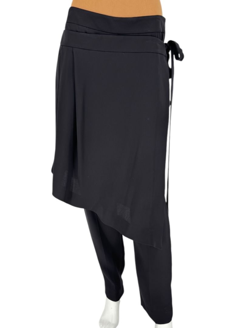 NWT Oscar de la Renta Black Asymmetric Overlay Pants – Size 10