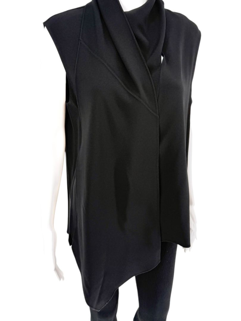 Adam Lippes Black Sleeveless Draped Collar Top – Size 12