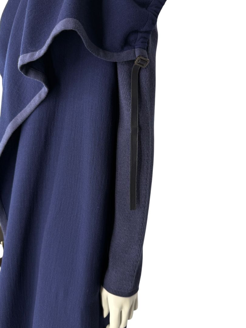 Agnona Navy Wool & Silk Hooded Longline Coat – Size IT 40