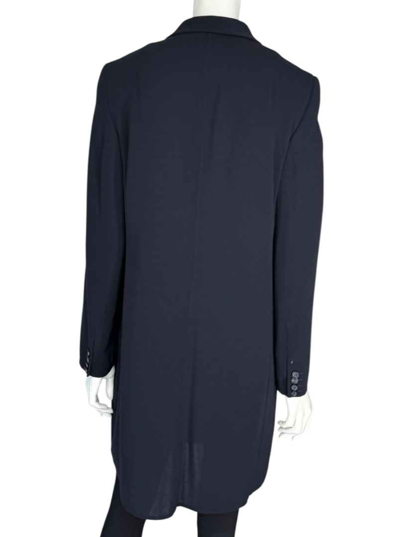 Akris Navy Wool-Blend Double-Breasted Longline Blazer Coat – Size US 8