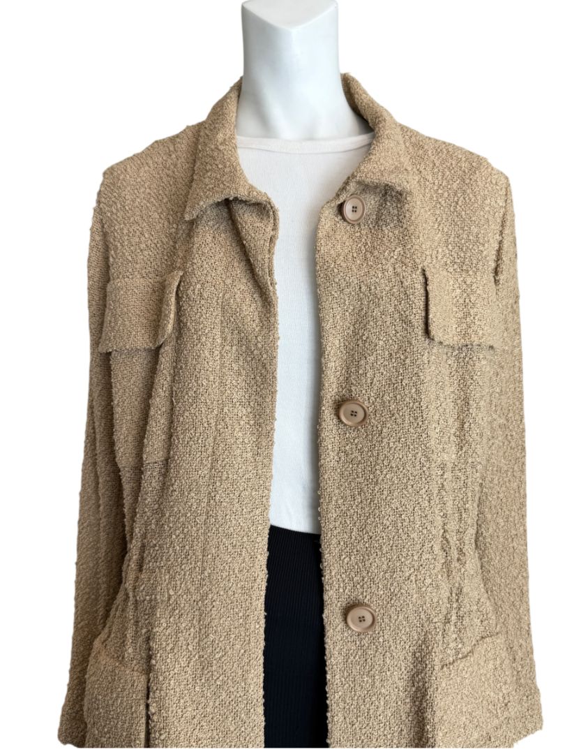 Akris Beige Bouclé Utility Jacket – Size 8