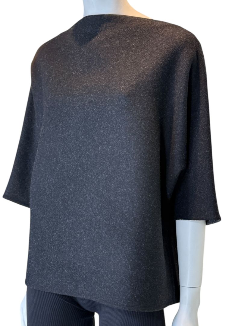 The Row Black Mélange Wool-Blend Top – Size Small