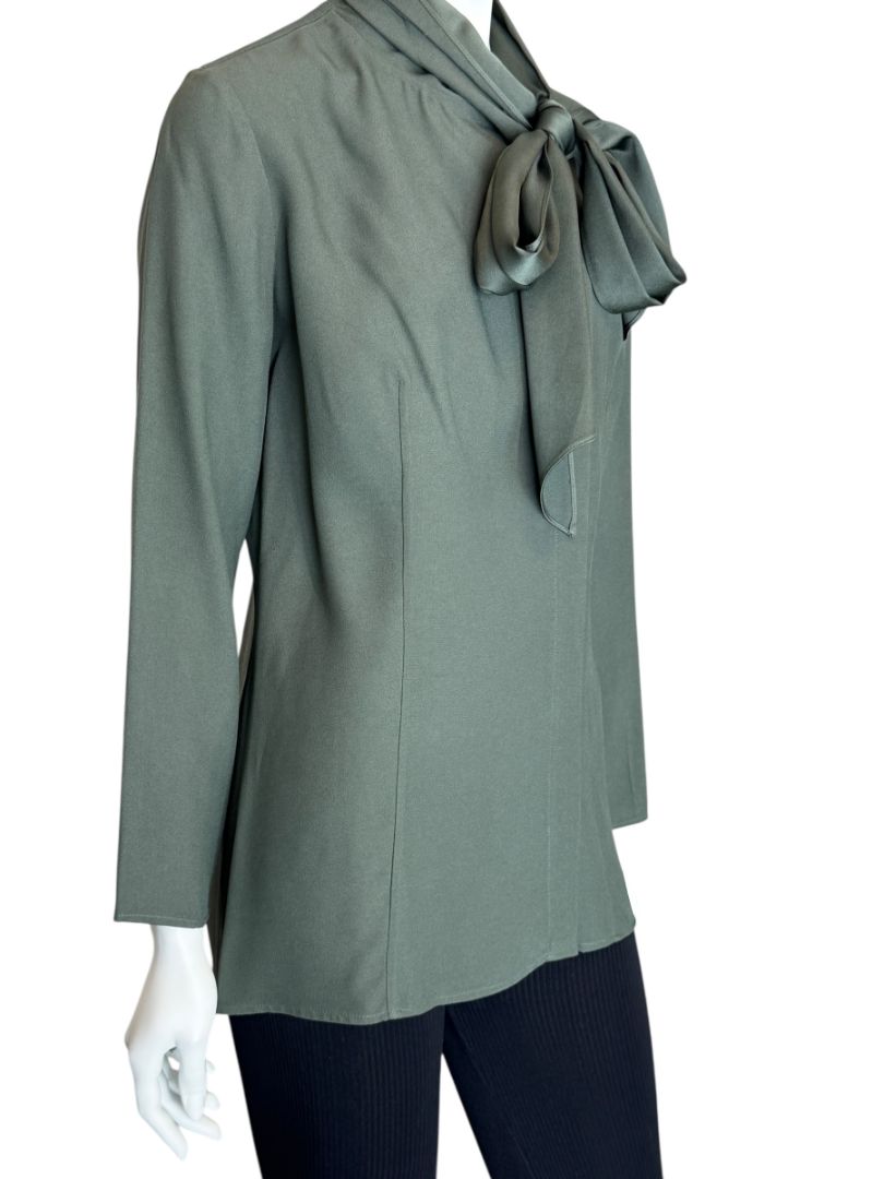 Pamella Roland Sage Green Tie-Neck Blouse – Large