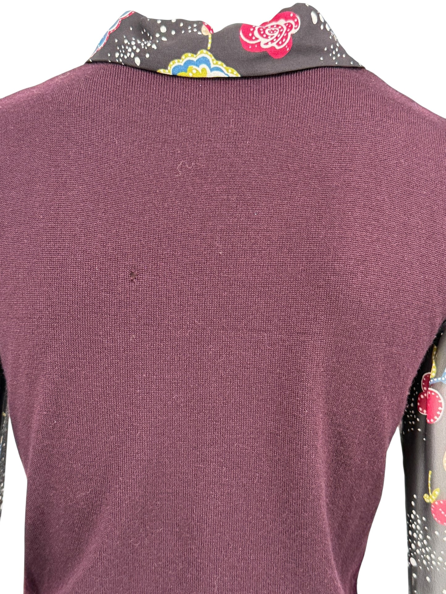 Moschino Virgin Wool Sweater with Sheer Floral Sleeves – Size 8 (IT 38)