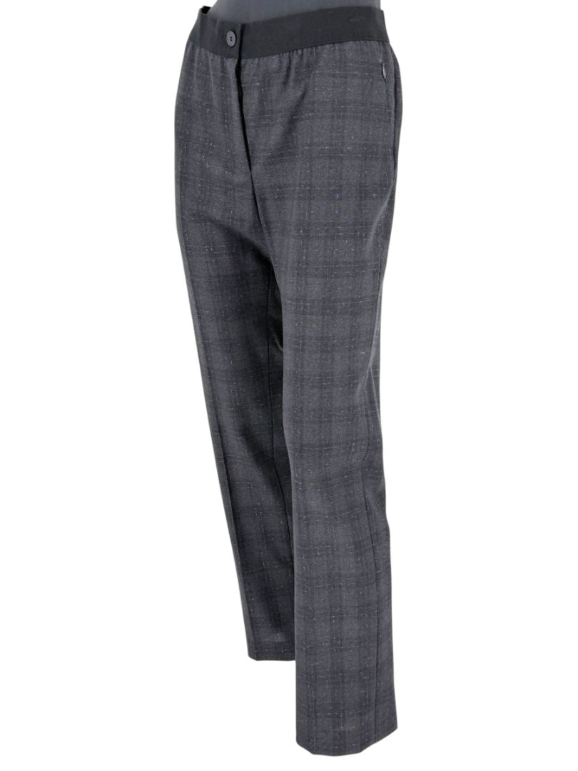 Akris Punto Grey Wool Suit with Purple Fleck Detailing – Size US 10
