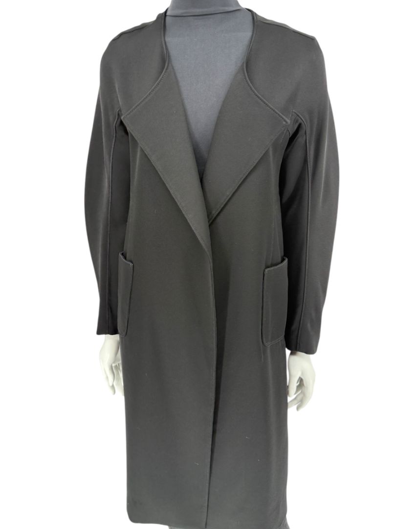 Pamella Roland Black Open-Front Longline Coat – Large