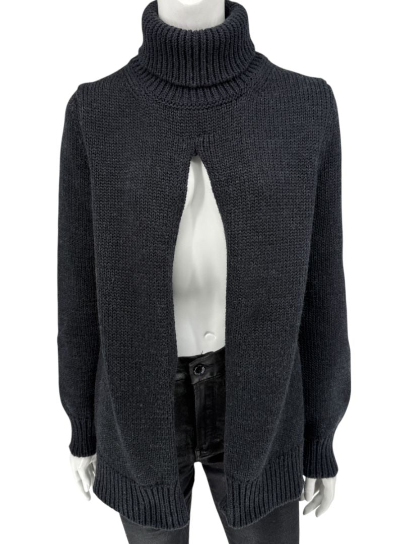 Louis Vuitton Fall 2007 Runway Soft Black Cutaway Turtleneck Sweater – Size M