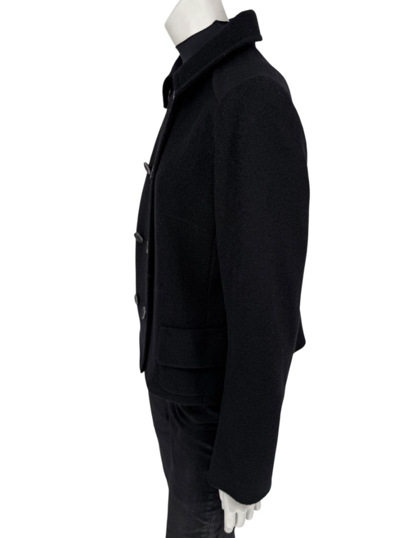 Lida Baday Black Wool Cropped Peacoat – Size 12