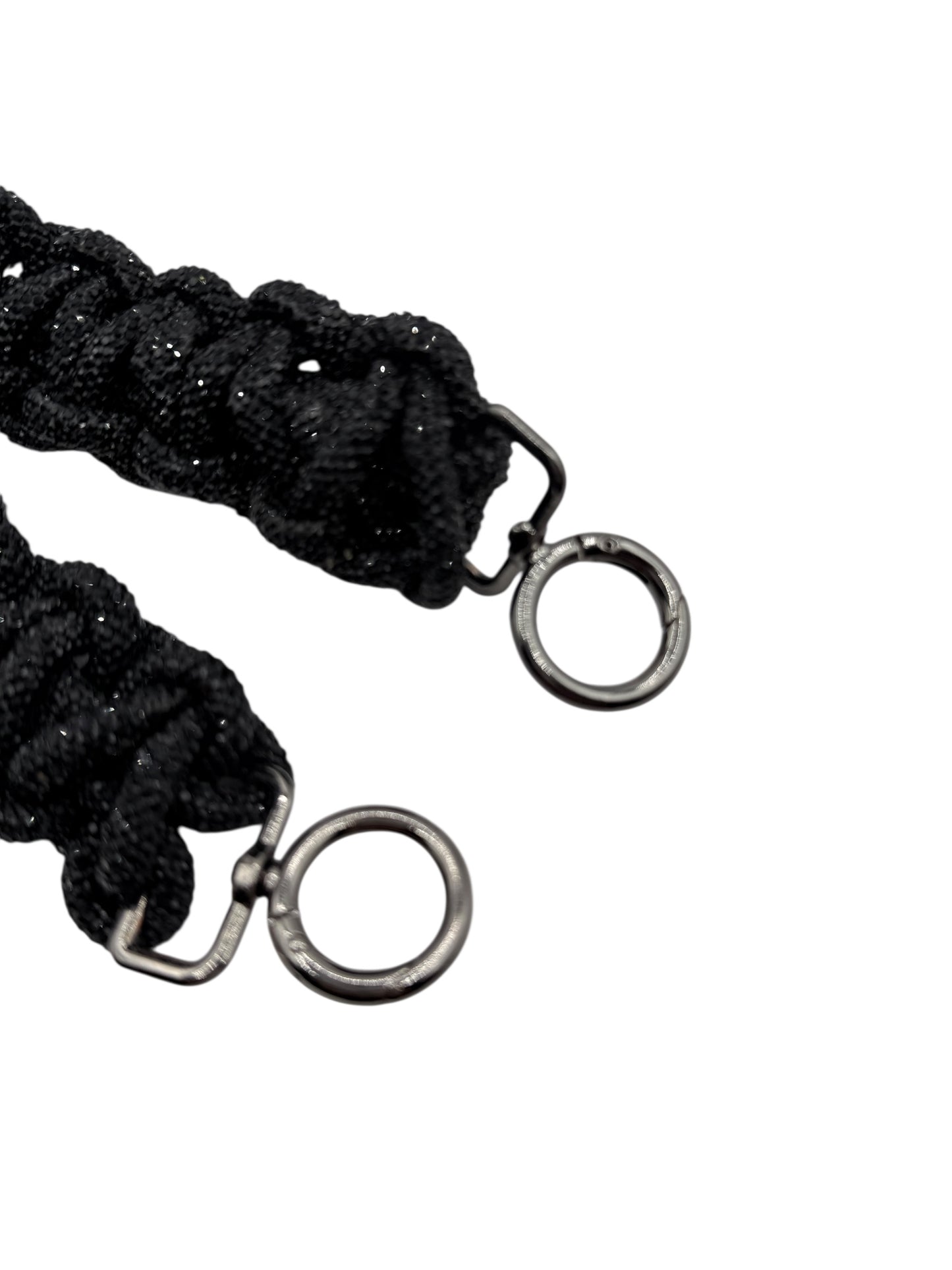 Black Glitter Macramé-Style Purse Strap – 2" Wide / 56" Long