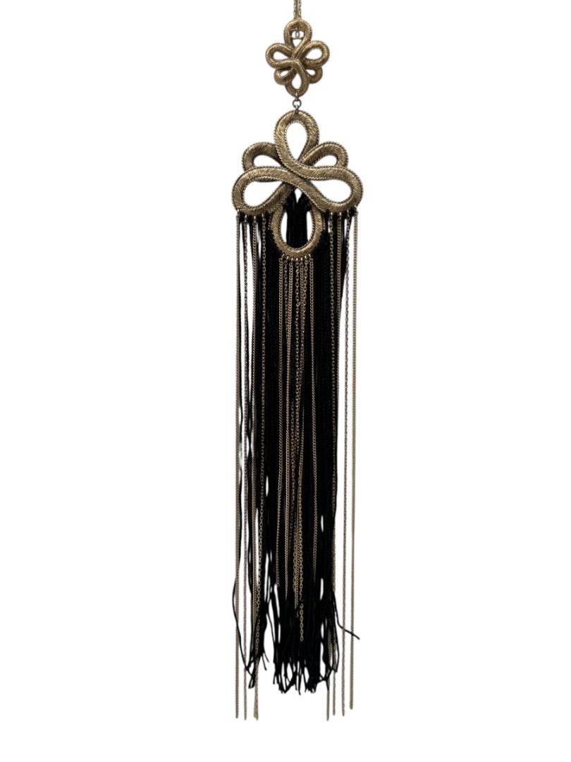 Chanel Paris-Shanghai Métiers d’Art 2010 Gold & Black Silk Tassel Necklace – Signed 10A
