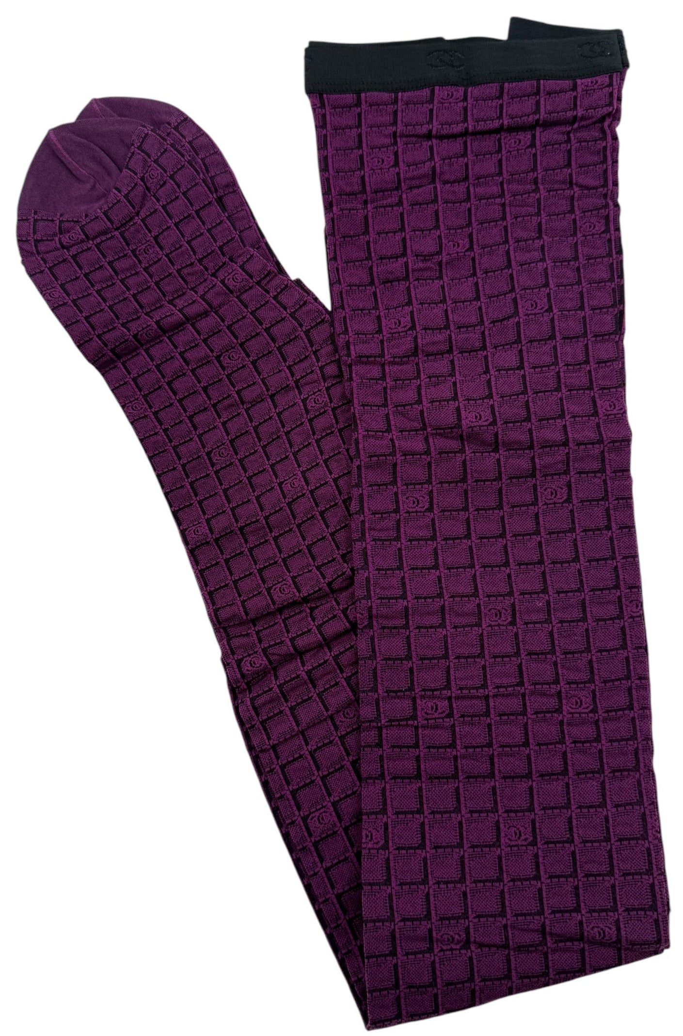 Chanel Coolant Fancy Tights With Logo Color Bordeaux Size 3 - NWT