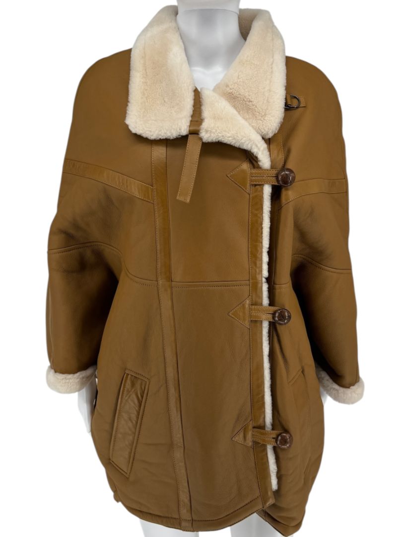 Saint Laurent Oversized Shearling Toggle Coat - Size 8