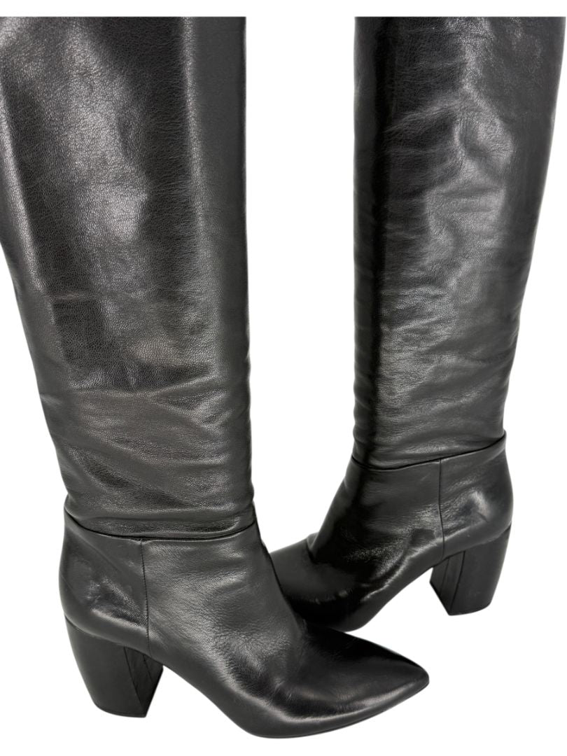 Prada Black Leather Knee-High Boots – Size 39.5