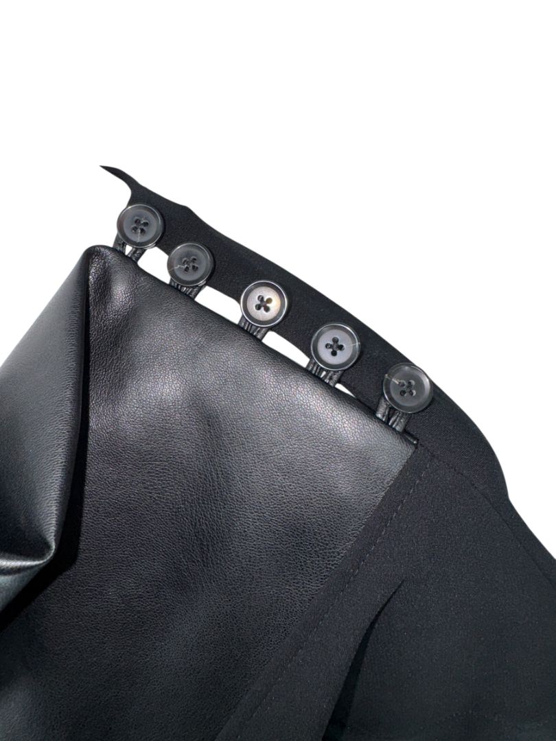 Proenza Schouler Black Draped Top with Faux Leather Inset – Size 6