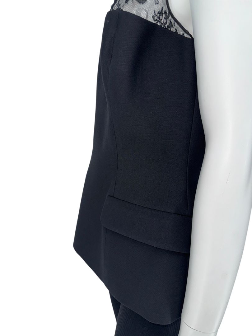 Christian Dior Black Lace-Trim Sleeveless Top – Size FR 44 (US 12)