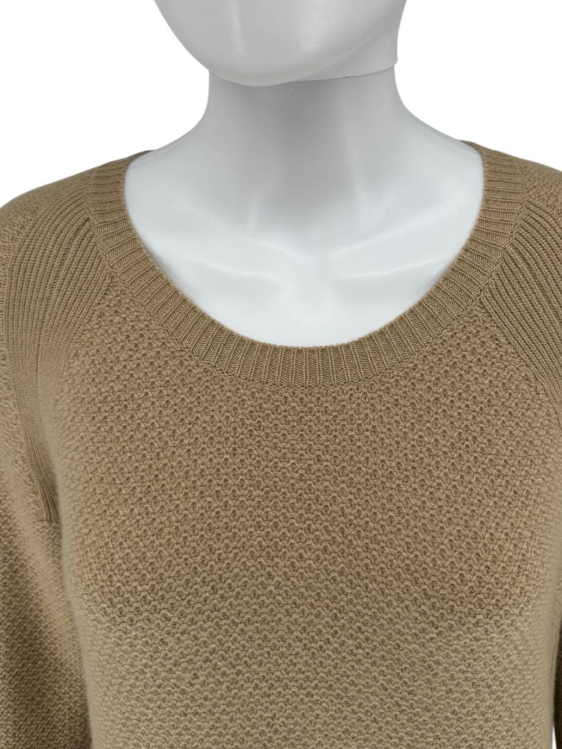 Loro Piana Camel Baby Cashmere Tunic Sweater with Chinchilla Trim – Size IT 44