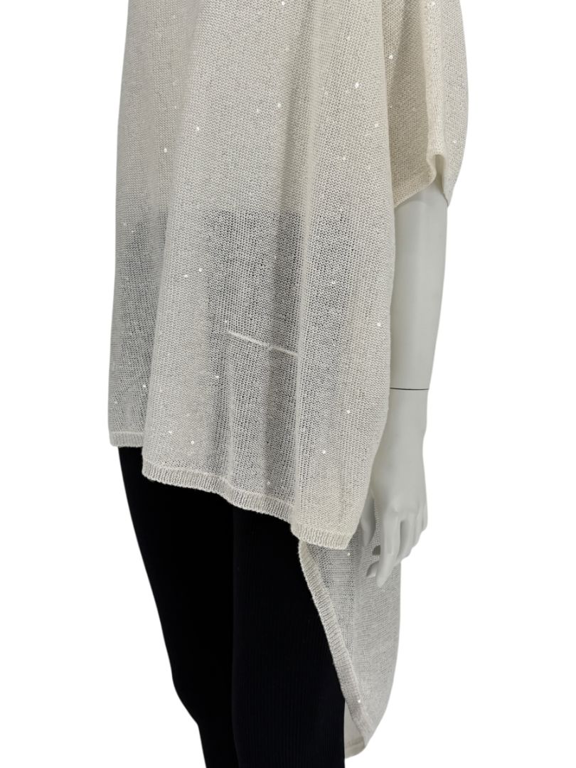 Brunello Cucinelli Ivory Hi-Low Sequin Knit Tunic – Size L