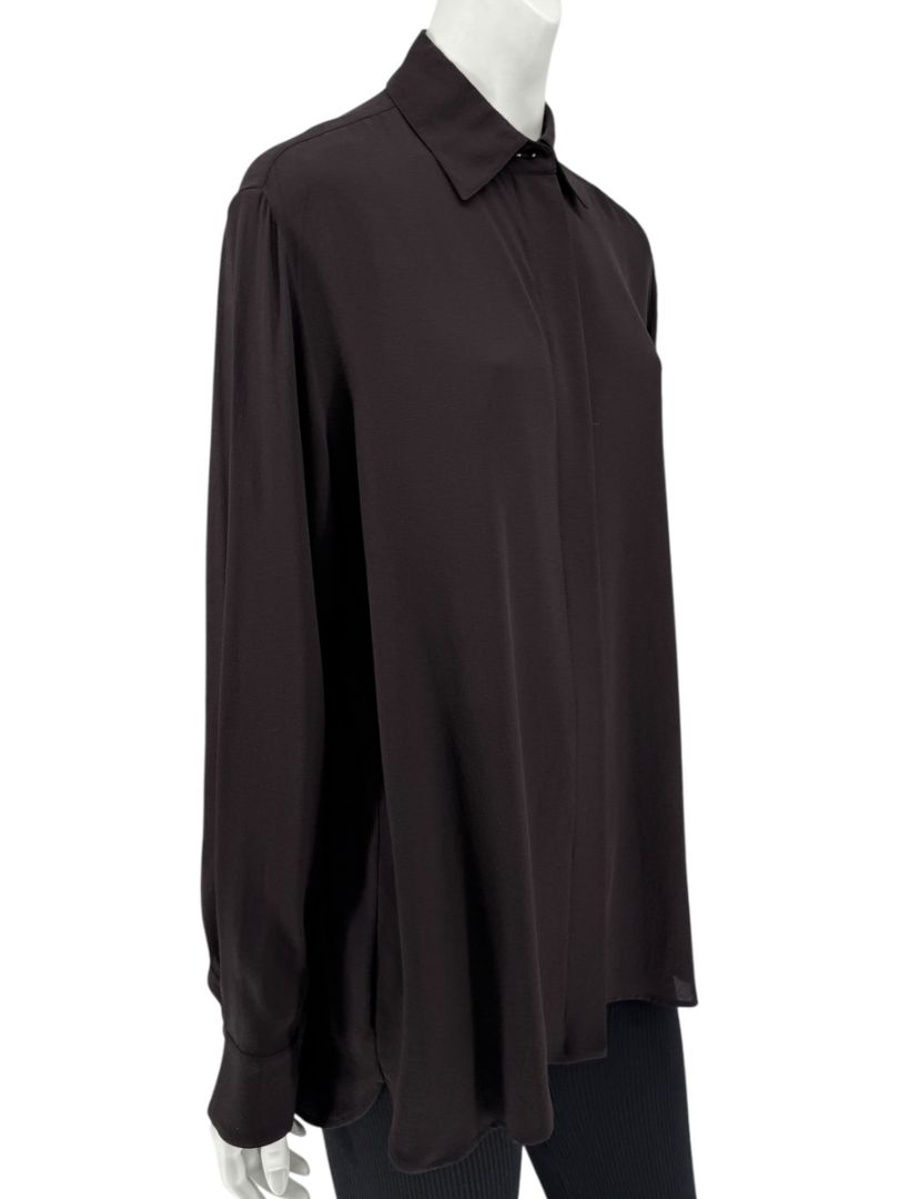 The Row Black Silk Button-Front Shirt – Size XS