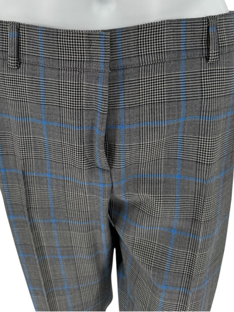 Akris Punto Grey & Blue Glen Plaid Wool Pantsuit – Size 10–12