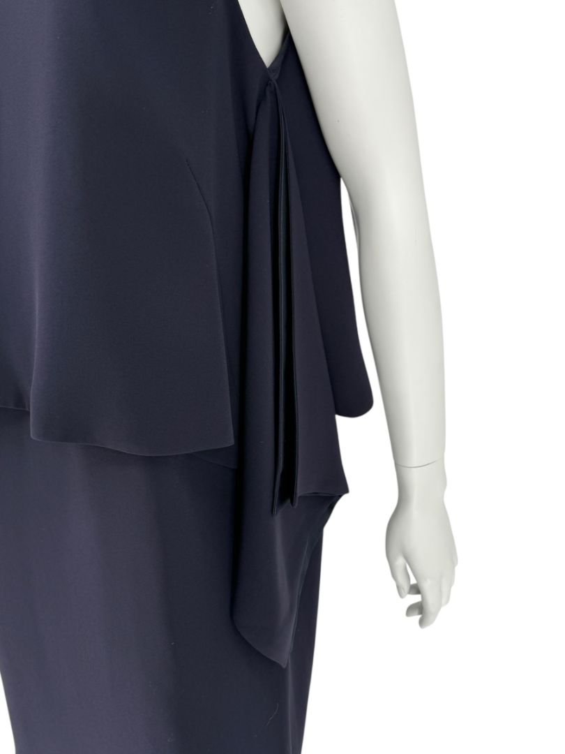 Max Mara Navy Draped Overlay Shift Dress – Size IT 46 (US 12)
