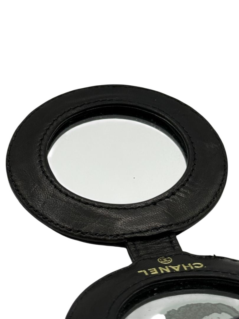 Chanel Black Patent Leather "CC" Folding Mirror – Vintage 