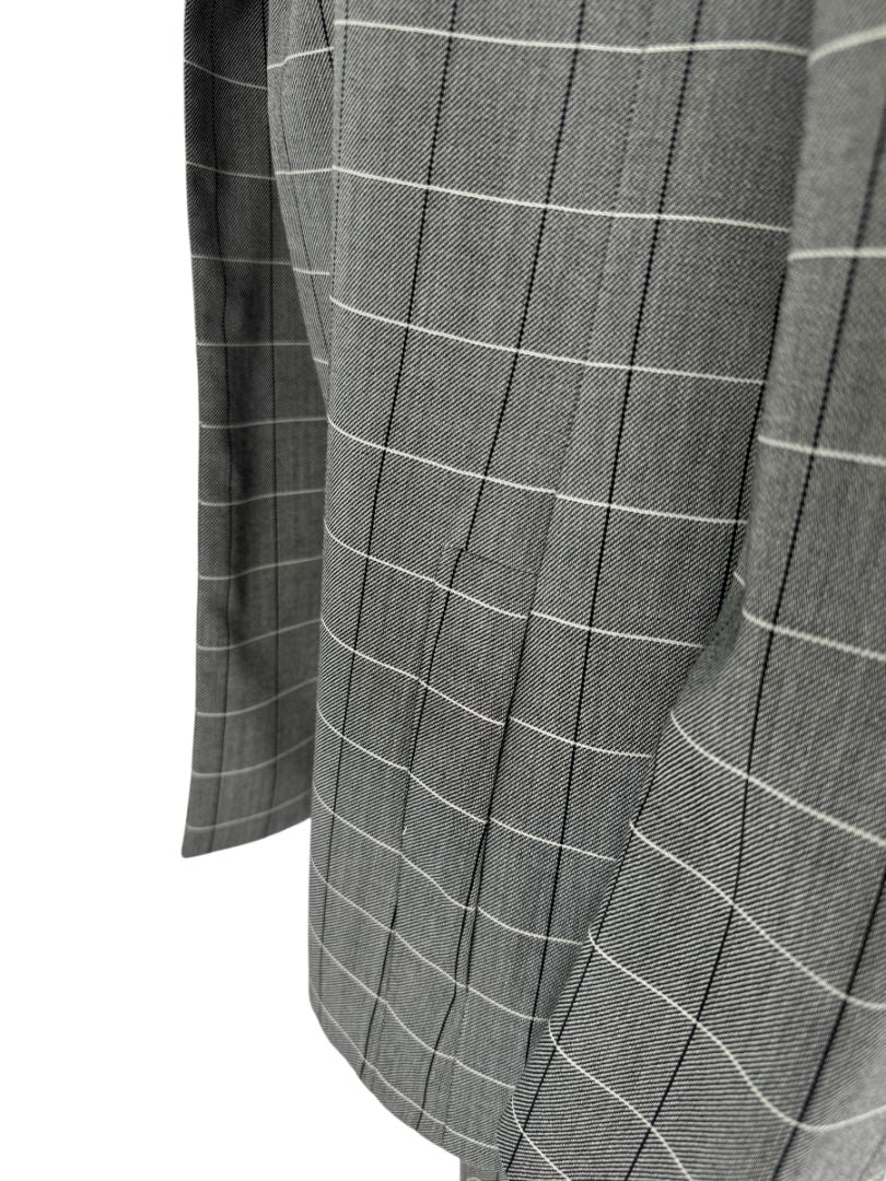 A-K-R-I-S Punto Grey Windowpane Wool Pantsuit – Jacket Size 8, Pants Size 10