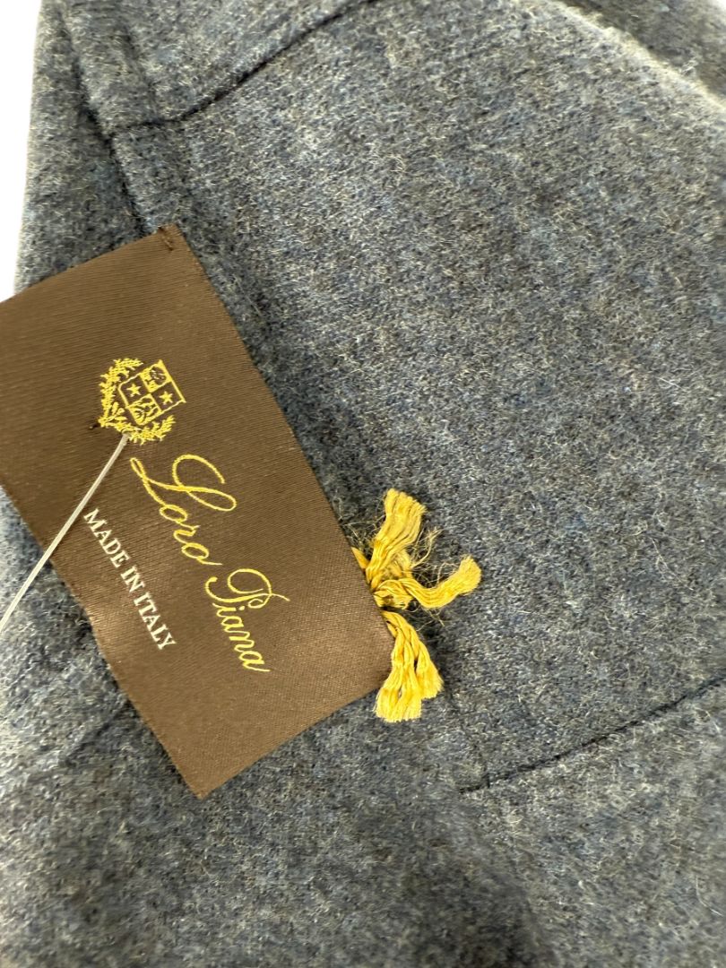 Loro Piana Blue Cashmere Blend Hooded Jacket with Leather Trim – Size M