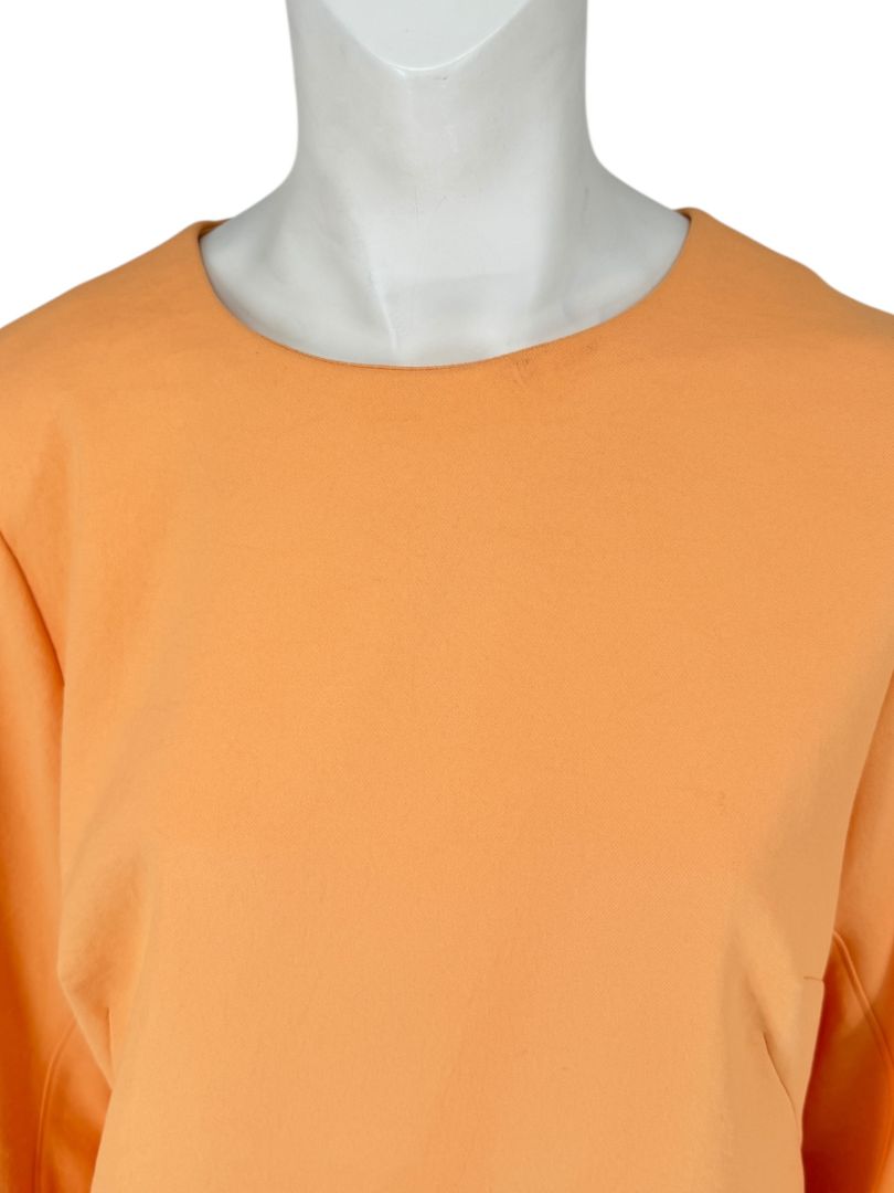 Tibi Apricot Sculpted Sleeve Shift Dress – Size 8