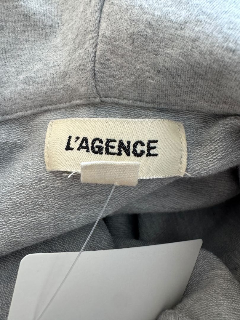 L’Agence Gray Viscose-Silk Hoodie Poncho – One Size