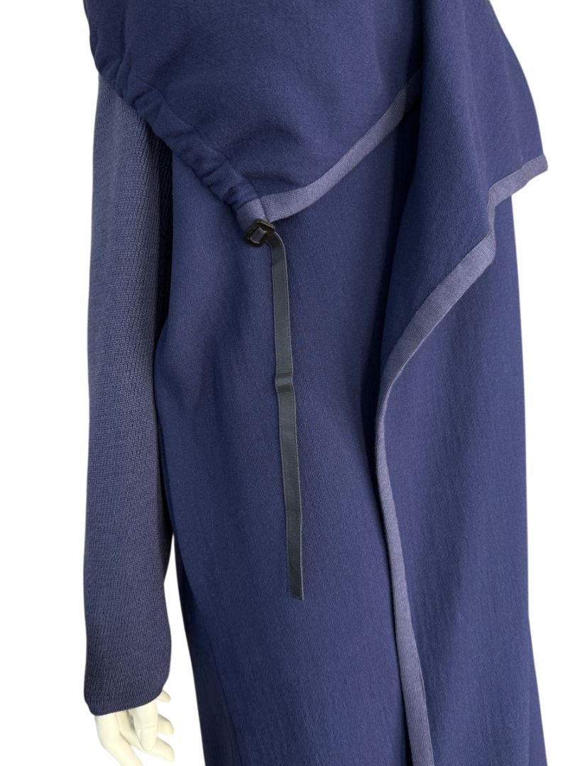 Agnona Navy Wool & Silk Hooded Longline Coat – Size IT 40