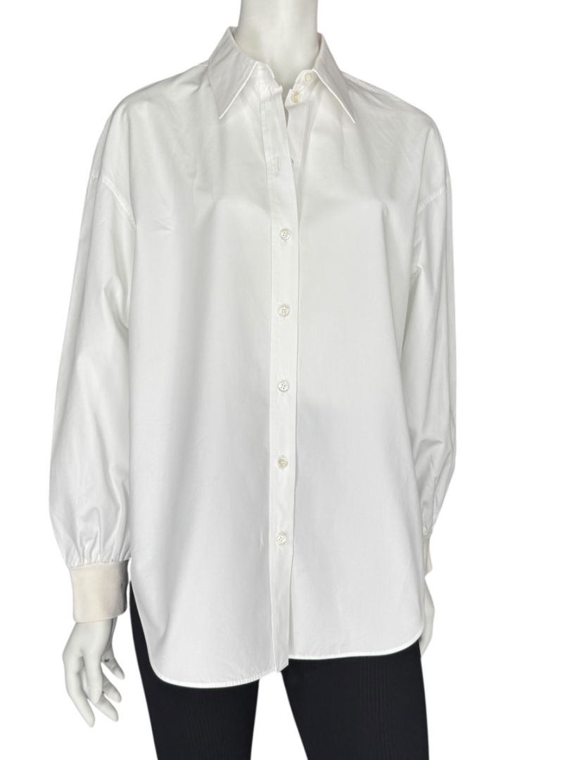 Alexander McQueen White Cotton Shirt with Balloon Sleeves – Size IT 38