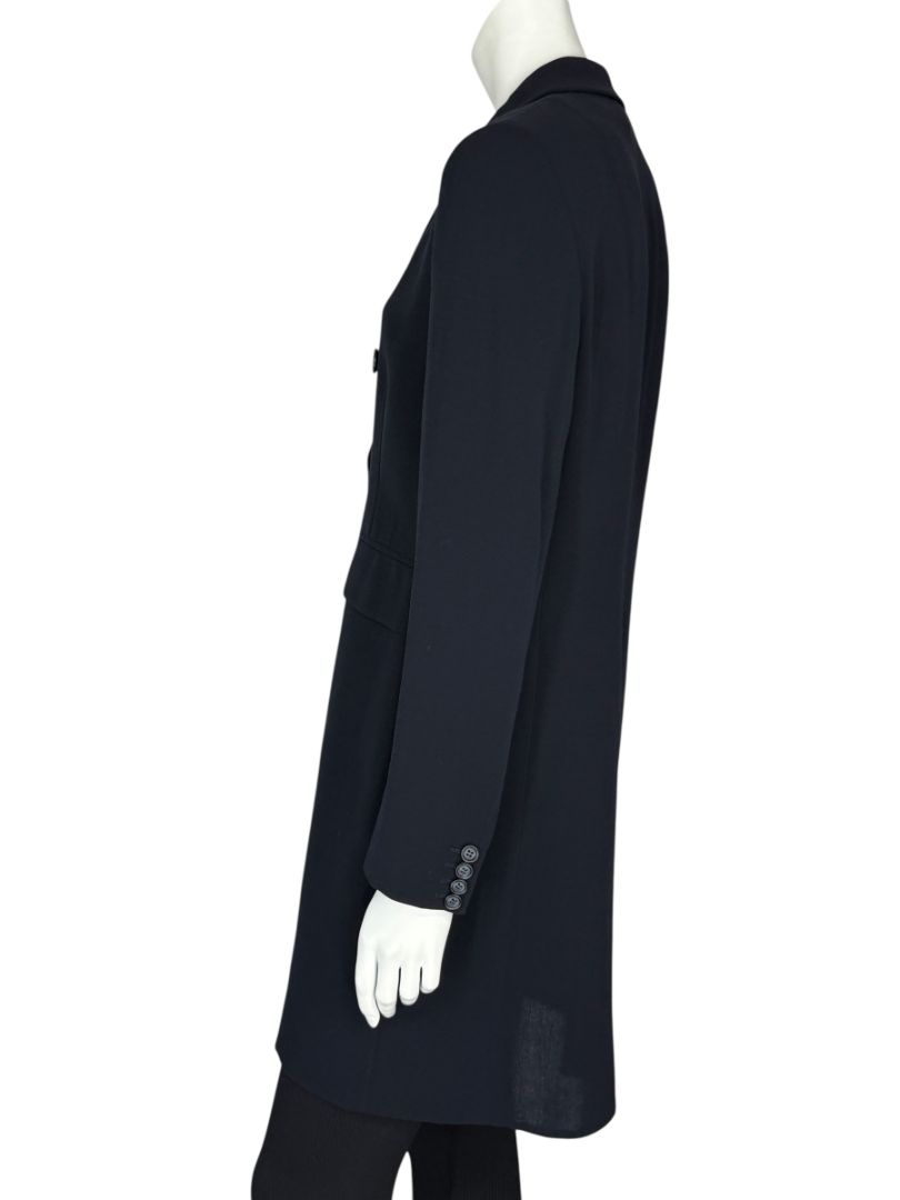 Akris Navy Wool-Blend Double-Breasted Longline Blazer Coat – Size US 8