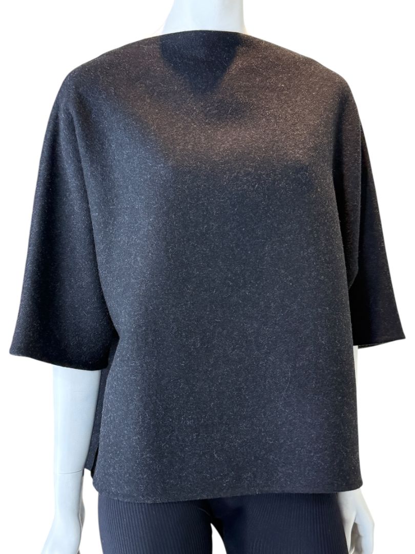 The Row Black Mélange Wool-Blend Top – Size Small