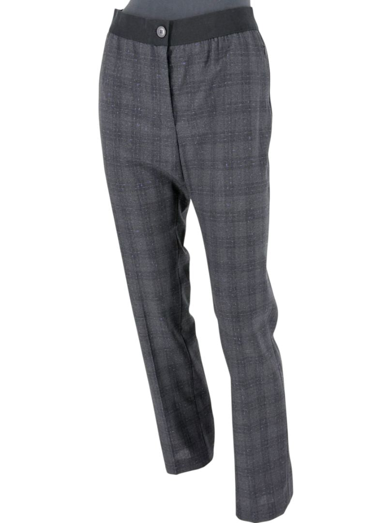 Akris Punto Grey Wool Suit with Purple Fleck Detailing – Size US 10