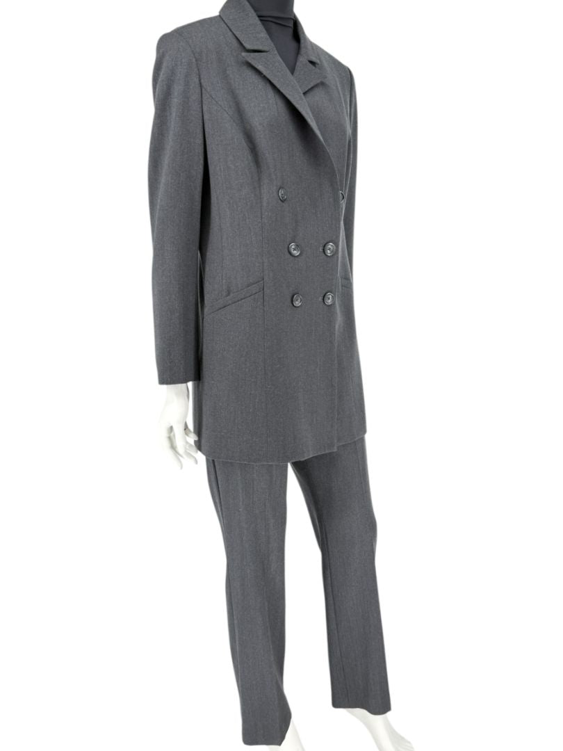 Pamella Roland Charcoal Grey Tailored Pantsuit – Large