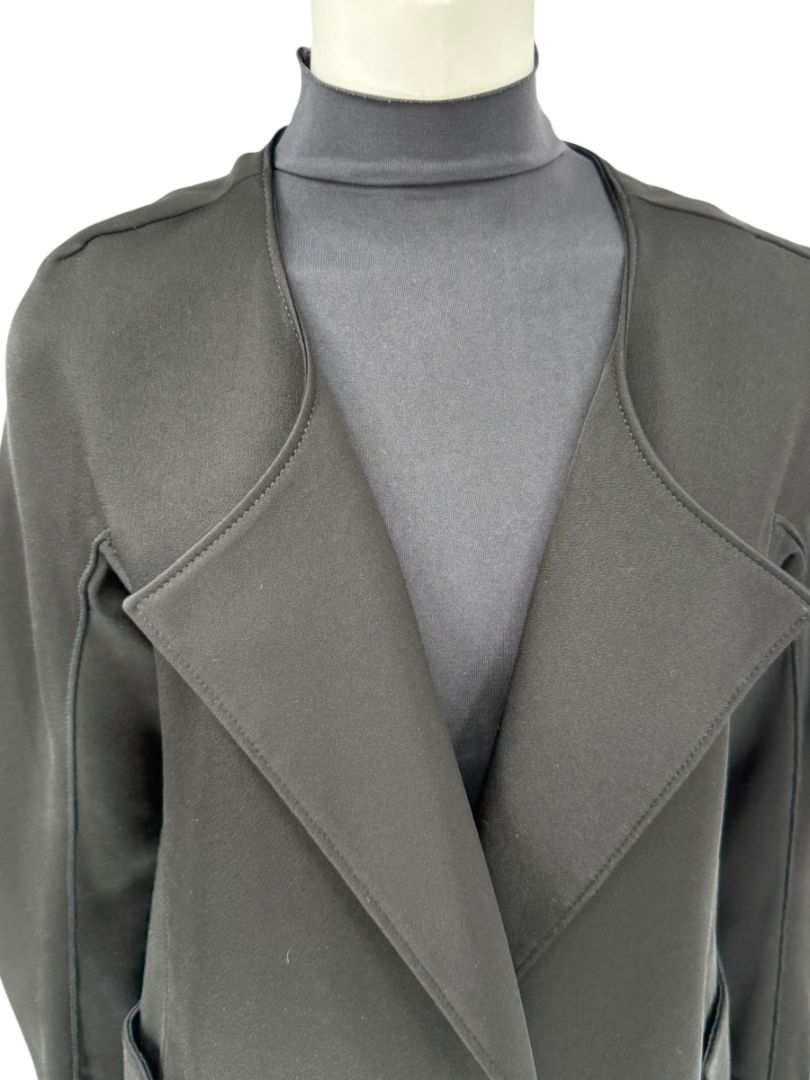 Pamella Roland Black Open-Front Longline Coat – Large